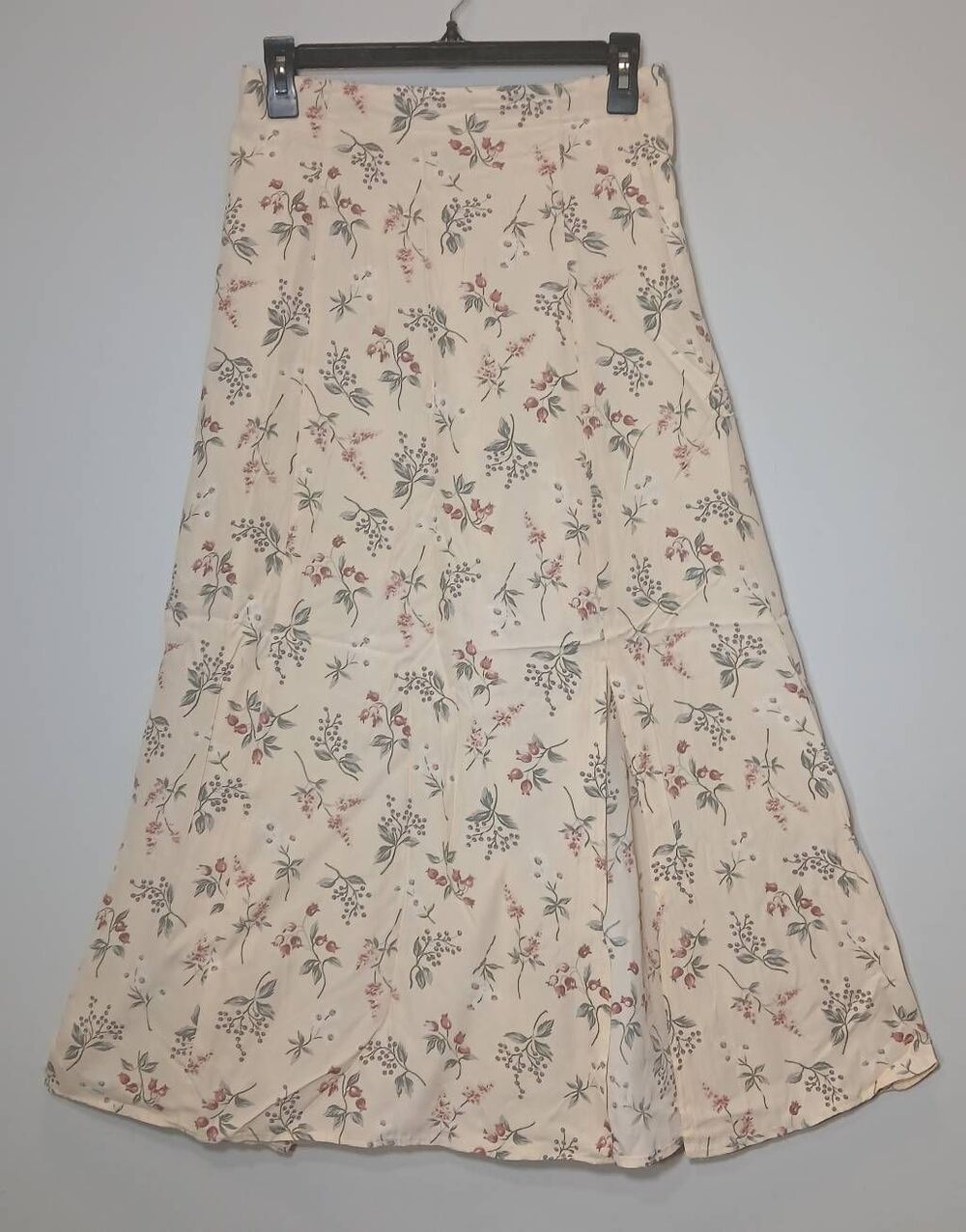 Vtg 90's Womens kl collection womens large maxi skirt cream floral Cottagecore